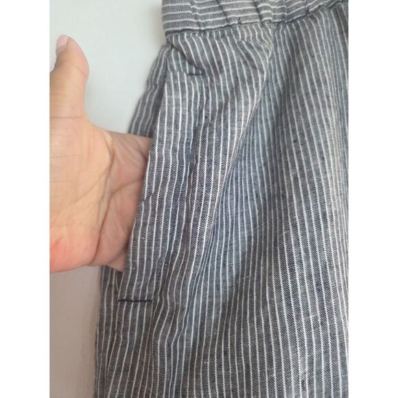 Coldwater Creek Grey Black Pinstripe European Flax Linen Pull On Ankle Pants 1X - Picture 4 of 9